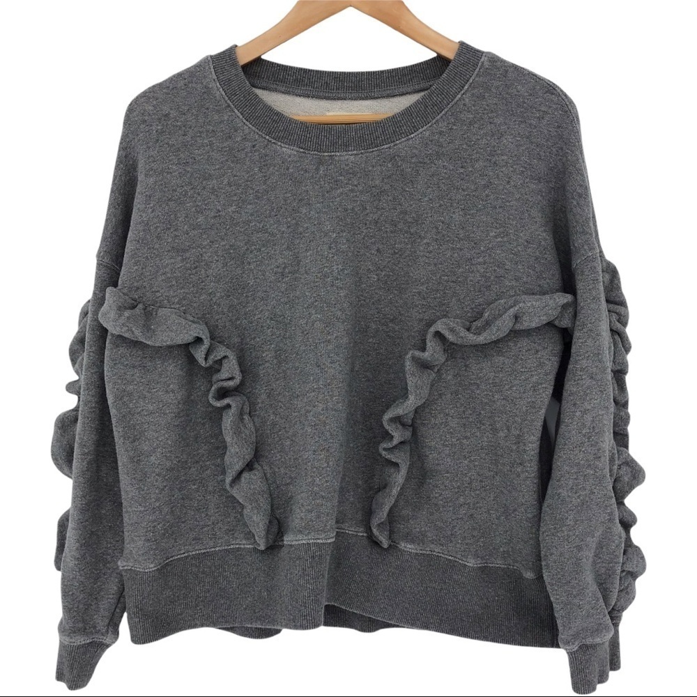 Mile(s) by Madewell gray ruffled crew neck sweatshirt